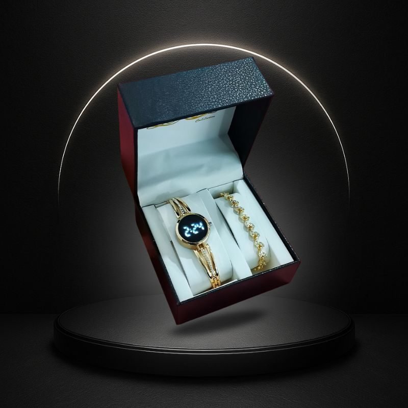 7-166-3 RELOJ LUXUR LED + PULSERA + ESTUCHE DAMA