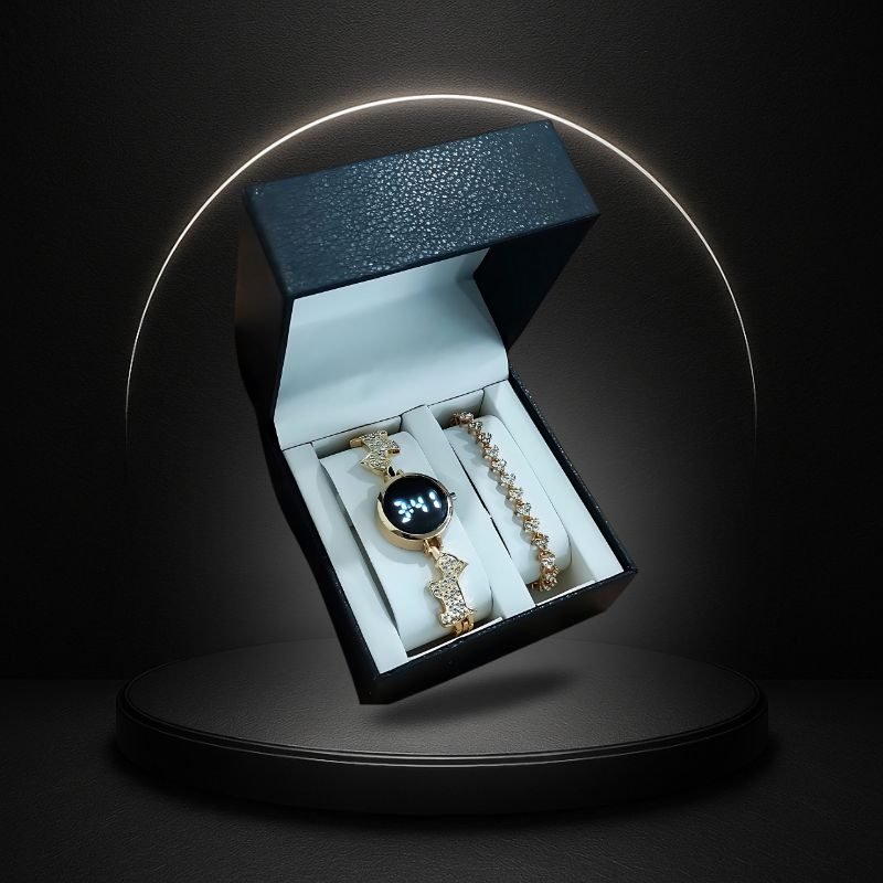 7-170-3 RELOJ LUXUR LED + PULSERA + ESTUCHE DAMA